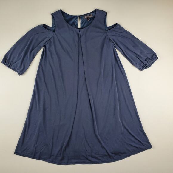 Luxology Cold Shoulder Shift Dress Flowy Boho Stretch Blue Women's Size Small - Picture 1 of 8